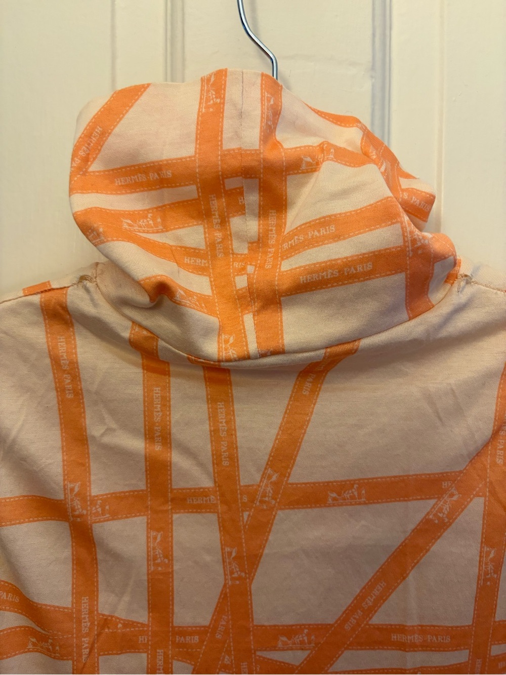 Hermès—Orange Ribbon Striped White Sleeveless Mock Neck Top, M - Picture 6 of 15